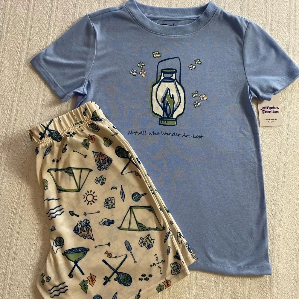 JAMMIES for Your Families Girls Camping Pajama 2 Piece Set